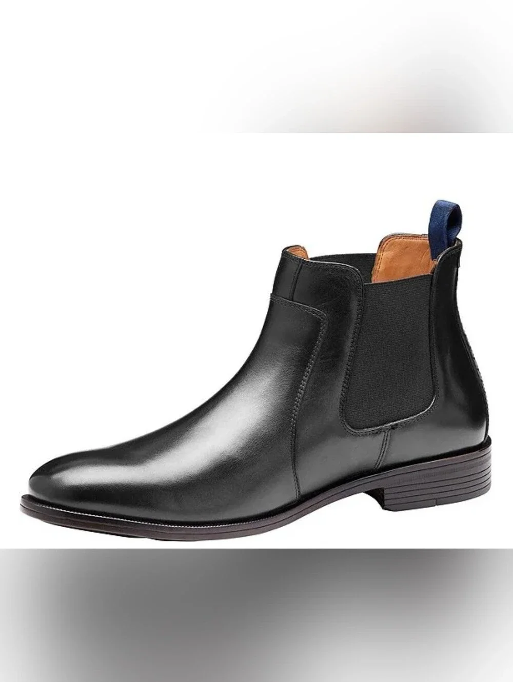 Size 11.5 Johnston  Murphy Black Leather Chelsea Boot wi Heel Tab -  Men's  Boot